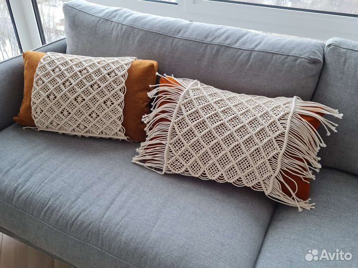 Декоративная подушка макраме