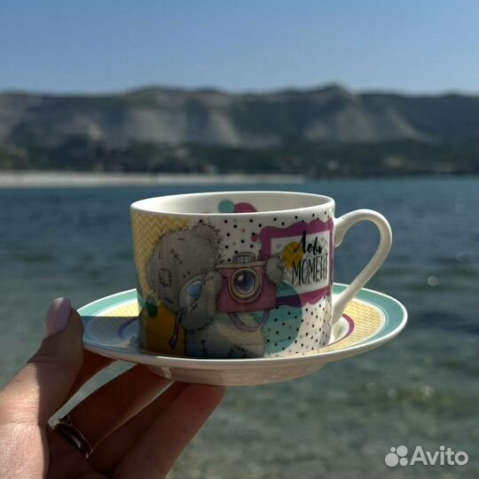 Кружка с блюдцем Мишка Тедди