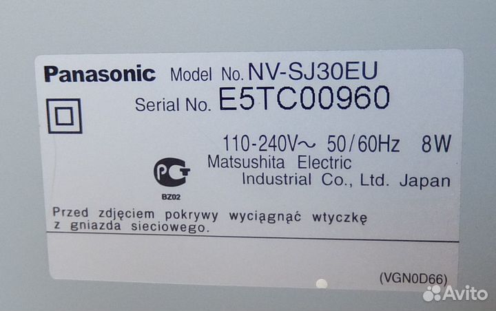 Видеоплеер Panasonic NV-SJ30EU пишущий