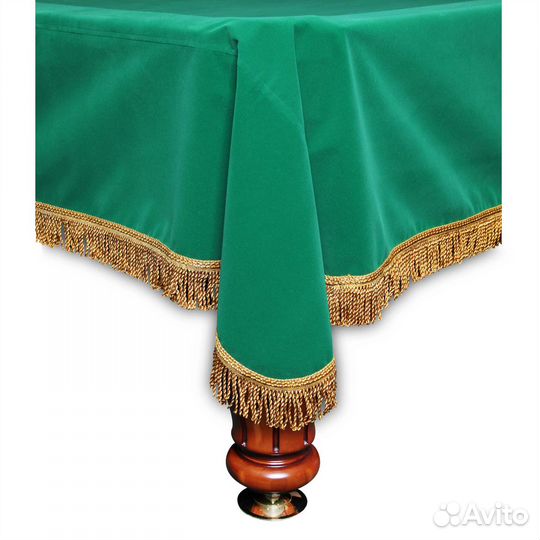 Покрывало Чикаго 8фт вельвет зелёное/жёлтая бахро