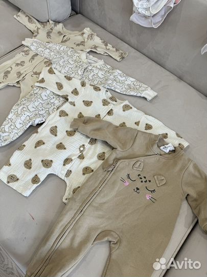 Набор слипов бежевых комбинезон 68 74