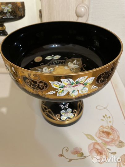 Ваза для фруктов,стекло-чешская богема