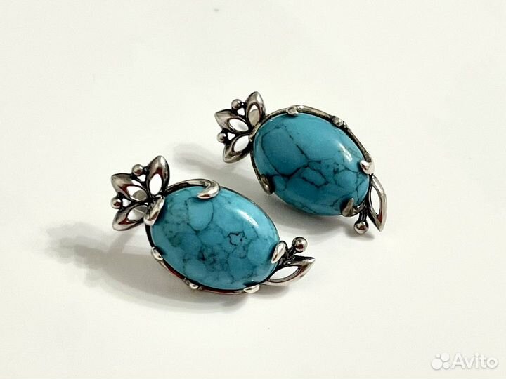 Серебряные серьги с бирюзой