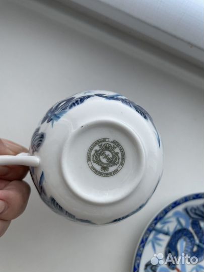 Чашка тонкий фарфор, с блюдцем