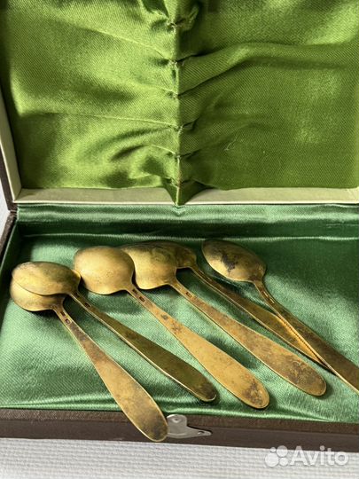 Серебряные чайные ложки позолота лю8