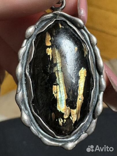 Кулон/подвеска серебро 925 арфведсонит/нуумит