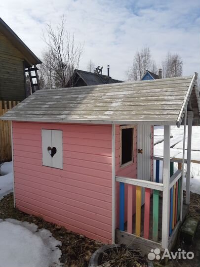 Детский игровой домик уличный деревянный