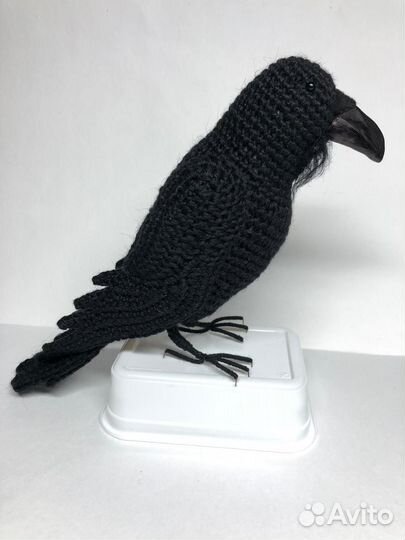 Вязаные птички ручной работы - Ворон