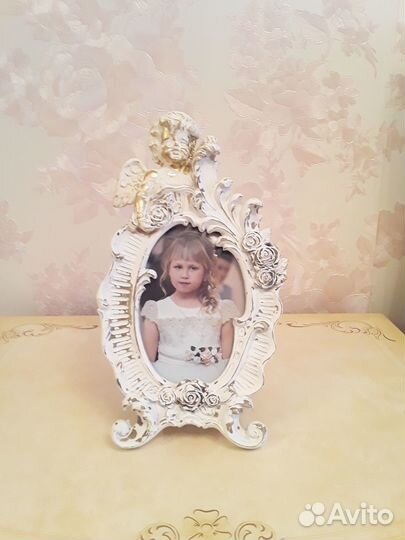 Часы и рамка для фото ретро Ангелы Путти