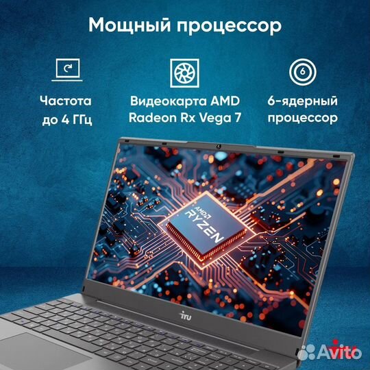 Ноутбук iRU Калибр 15PH (Ryzen 5 5500U, 16/512 гб)