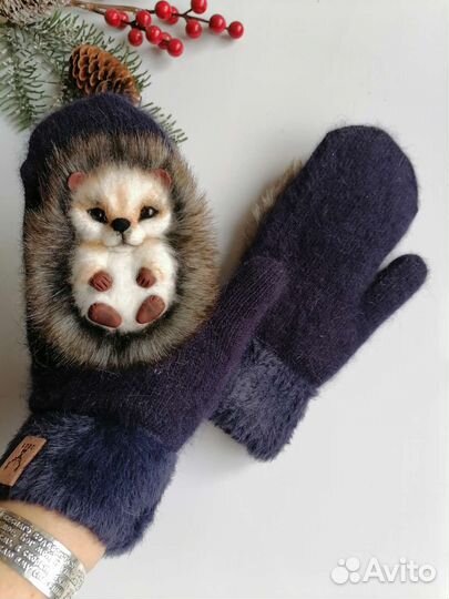 Варежки с ежиками. Звероварежки 