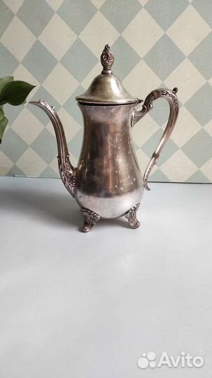 Кофейник старинный серебрение