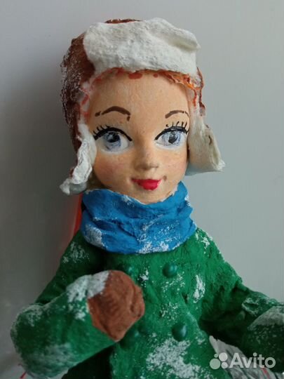 Ватная игрушка мальчик в ушанке