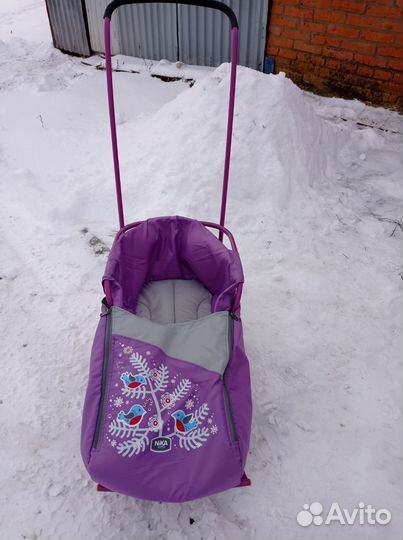 Санки коляска nika с чехлом на ноги