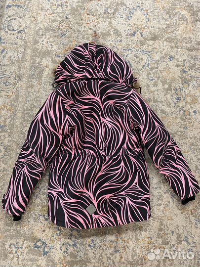 Куртка зимняя для девочки р. 140 Розовая с черным