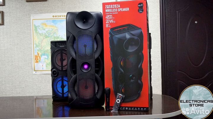 Колонка Огромная с Микрофоном зкс8210 Ярко-Беже