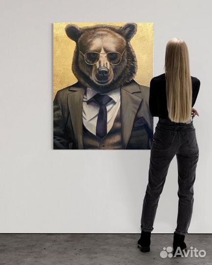 Картина маслом на холсте медведь