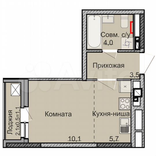 Квартира-студия, 23,3 м², 16/18 эт.