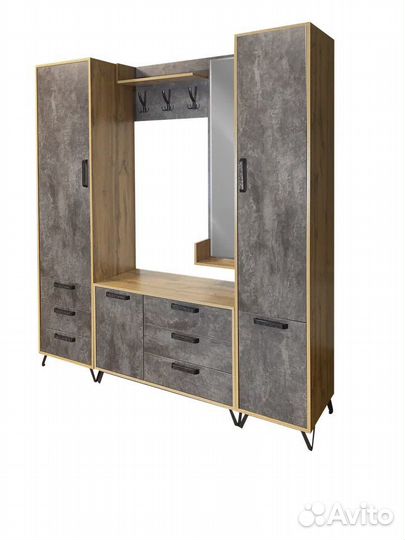 Прихожая модульная Пируэт-1 дуб вотан/бетон темный