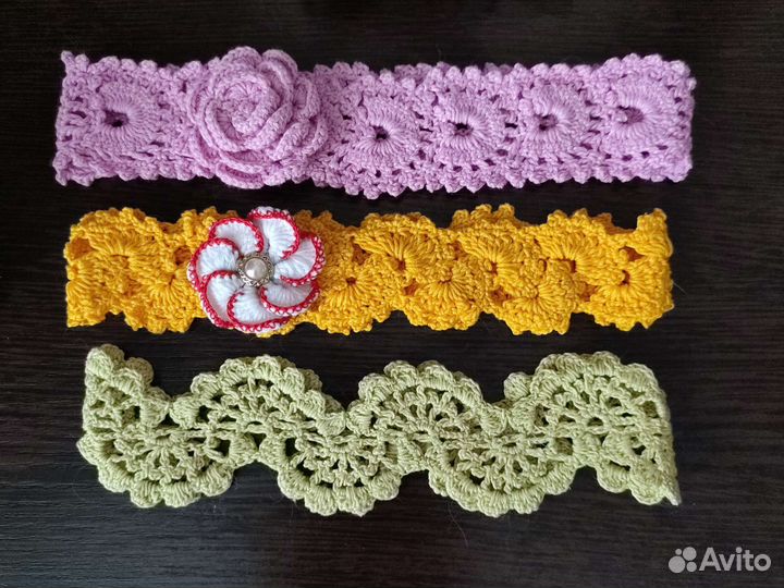 Детская вязаная повязка на голову для девочки