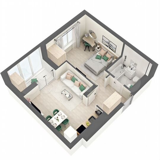 1-к. квартира, 42,5 м², 2/15 эт.