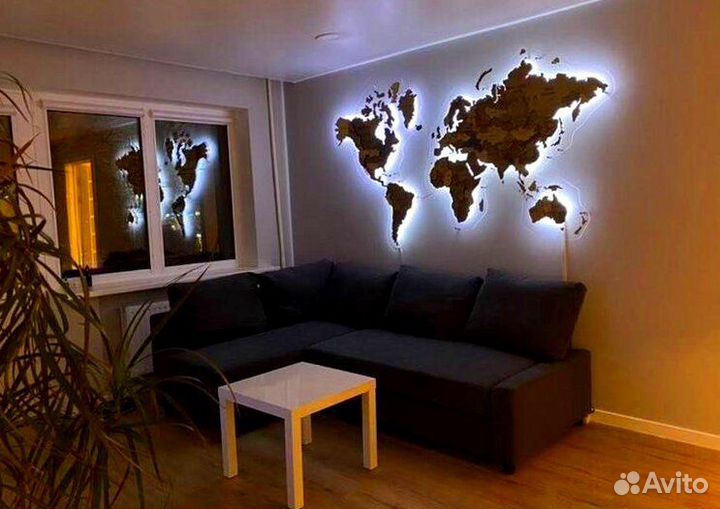 Деревянная карта мира на стену