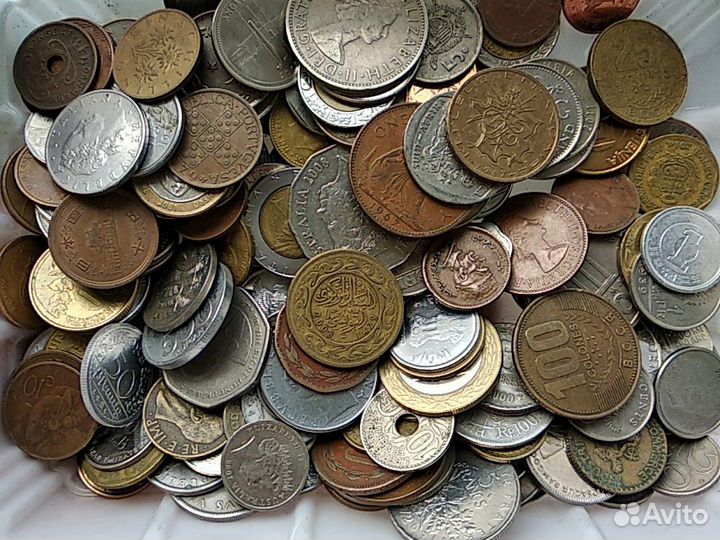 Иностранные монеты на вес, 1 кг, без повторов