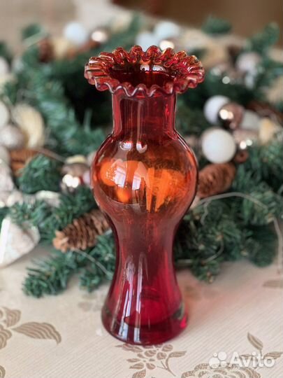 Ваза цветное стекло СССР винтаж