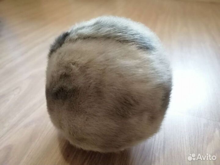 Норковая шапка серая с хвостиком