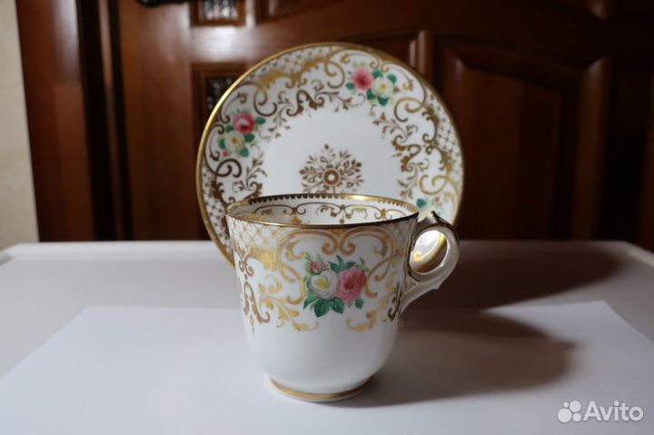 Чайная пара до 1917 г. Ручная роспись. Отличная