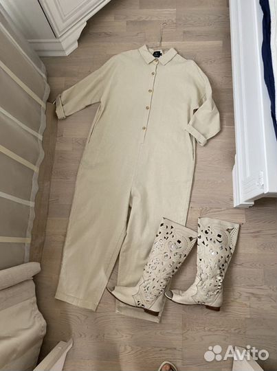 Комбинезон женский плотный лён