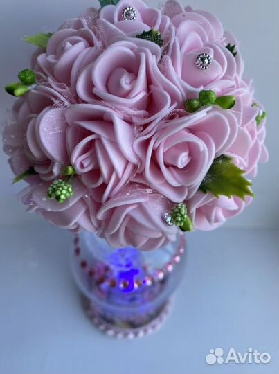 Букет -топиарий на бокале светящийся