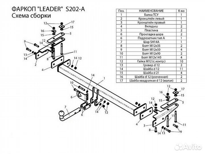 Фаркоп установка тсу TagAZ Road Partner, 5-дв. SUV