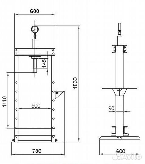 Пресс гидравлический 20 тонн с ручным приводом