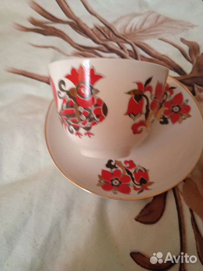 Чайная пара лфз костяной фарфор СССР