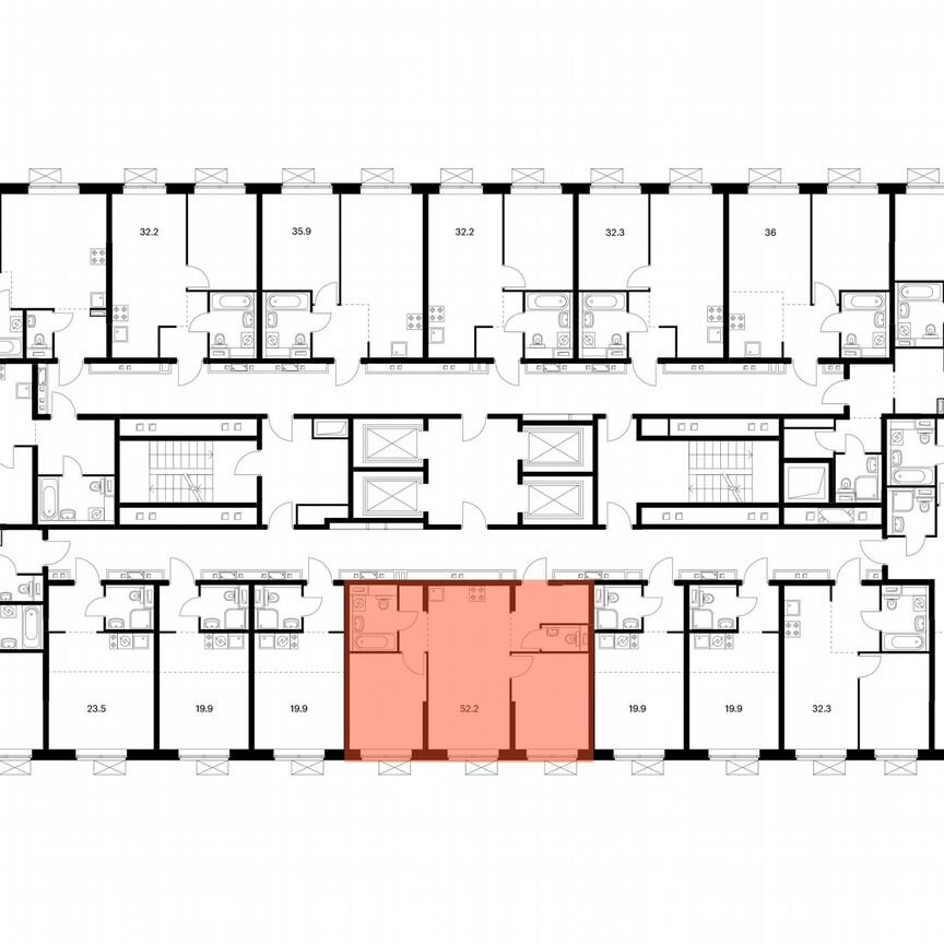 2-к. квартира, 52,2 м², 11/24 эт.