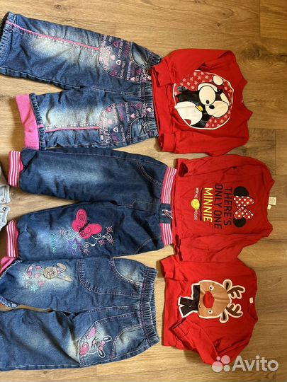 Джинсы утеплен Пакет набор на девоч12 мес в идеале