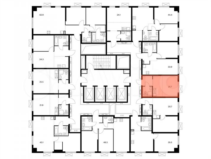 Квартира-студия, 21,7 м², 3/33 эт.