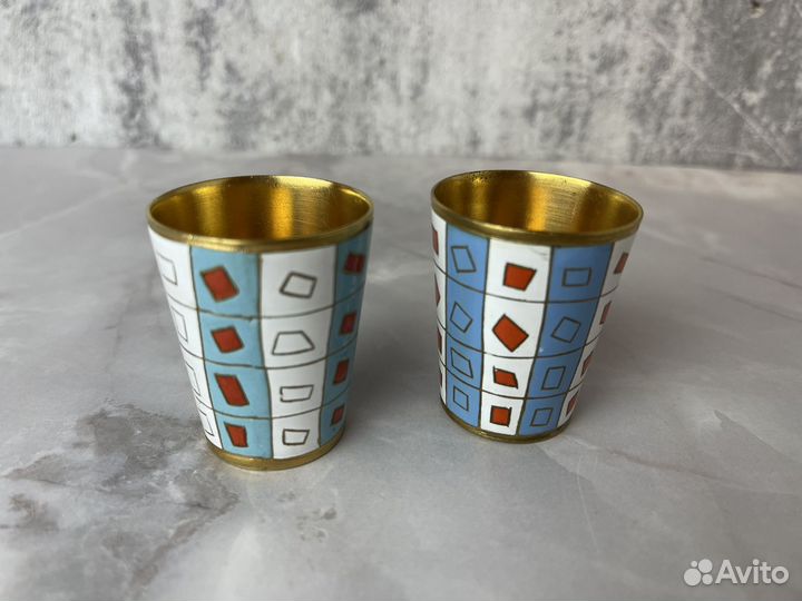 Стопка эмаль латунь золочение СССР люм