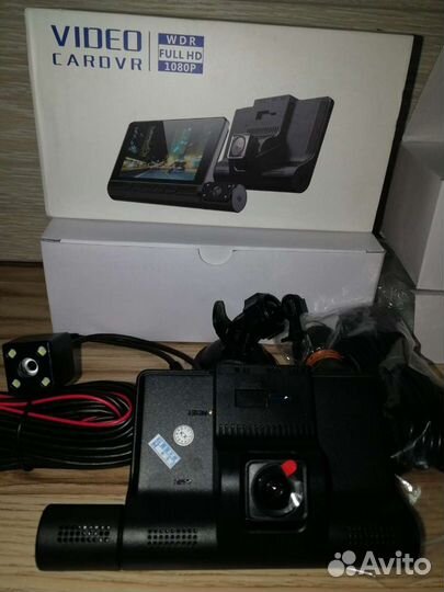 Видеорегистратор 3 камеры, сенсорный