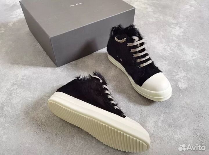 Кеды Rick Owens Ramones Pony Hair Кожаные