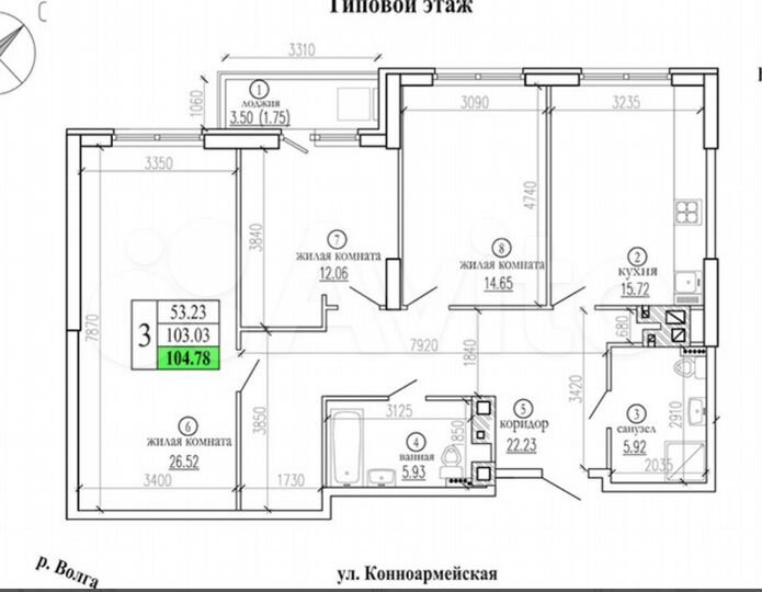 3-к. квартира, 106,4 м², 24/24 эт.