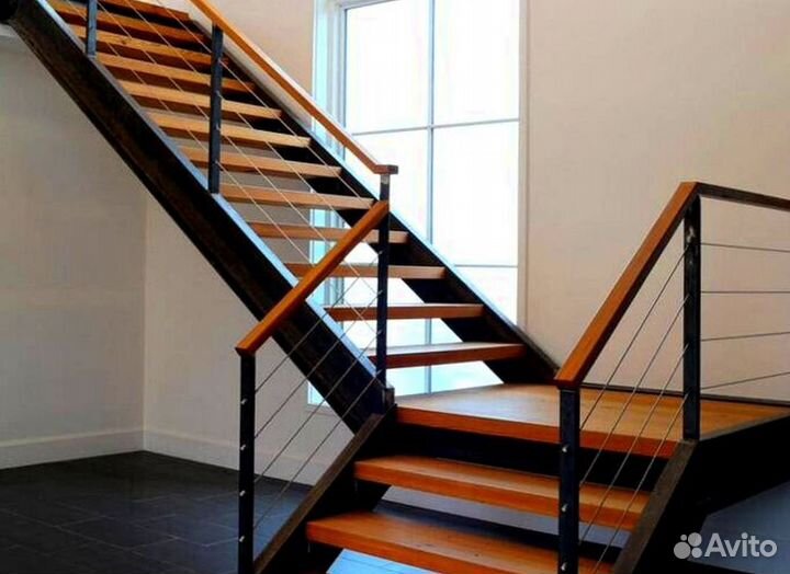 Металлическая лестница в дом под ключ дизайн 5638