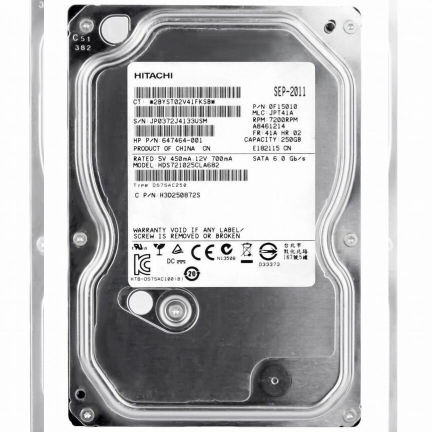 [647464-001] Жесткий Диск Hp 250gb Sata3 3,5" Hdd 647464-001