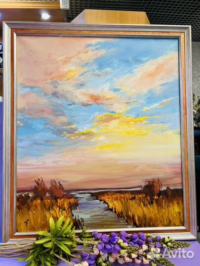 Картина «поле осенью» масло холст