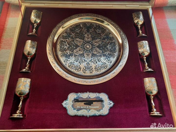 Коньячный набор, Златоустовская гравюра (новый)