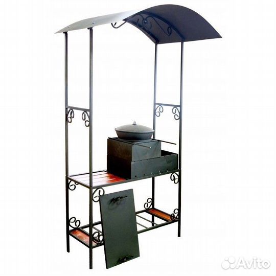 Мангал с печью под казан и крышей