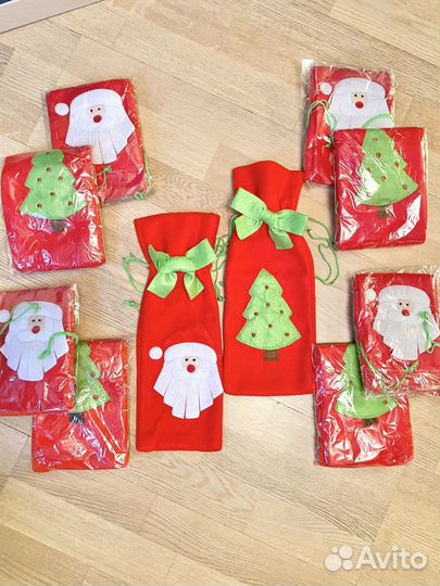 Мешок пакет для бутылки новогодний