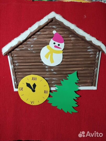 Новогодняя поделка в садик. домик часы