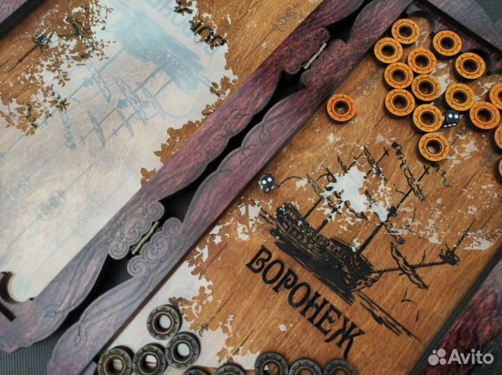 Нарды ручной работы со стеклом и вашими инициалами